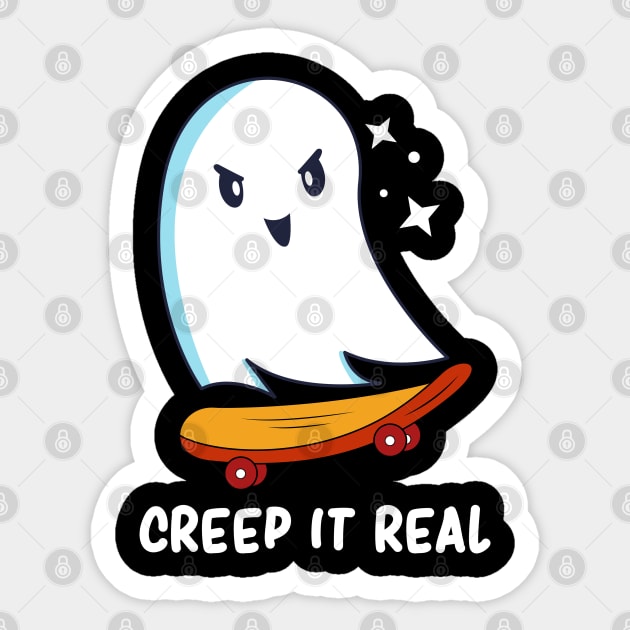 Creep It Real Kawaii Funny Ghost Spooky Cute Sticker by Graphic Monster